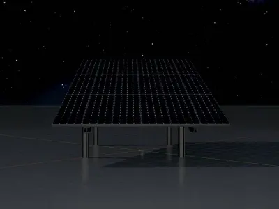 Solar module version 1 width 6500mm tilt angle 20 degrees Low-poly 3D model