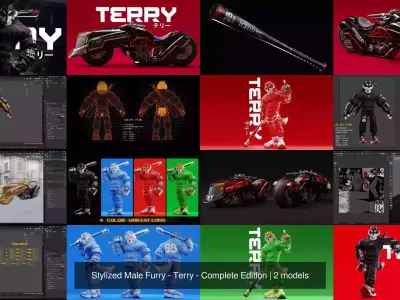 Stylized Male Furry - Terry - Complete Edition 3D Model Pack