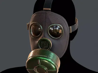 Gas mask helmet 3d model scifi Low-poly  Low-poly 3D model 9