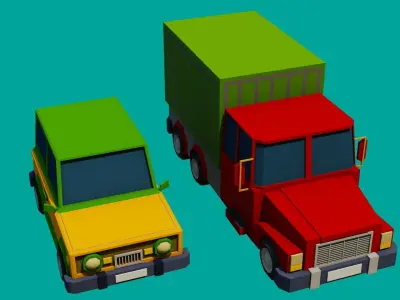 Transport two toy airplanes Low-poly 3D model