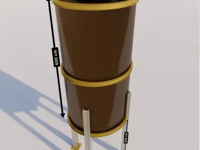 3D Model of a 38 Cubic Meter Industrial Pressure Vessel 3D model