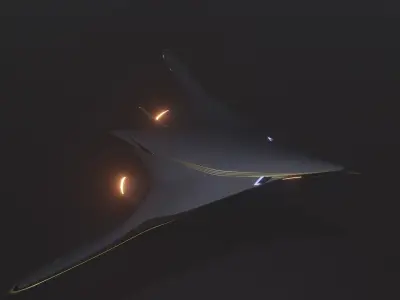 Goldsting- Futuristic supersonic passenger aircraft Low-poly 3D model