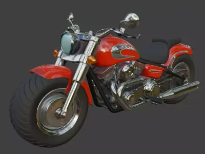 Cartoon Red Motorcycle 3D Model 3D model buy