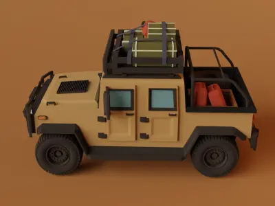 SUV vechile HUMMER Low-poly 3D model