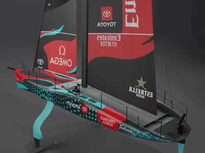  AC75 New Zealand Taihoro America Cup race yacht 3D model hydrofoil 