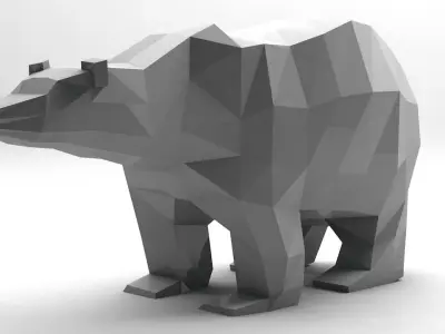 Polar Bear Cartoon Low Poly Low-poly 3D model