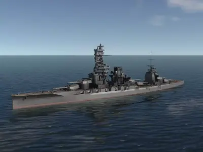 IJN HYUGA BATTLESHIP WARSHIP 3D MODEL 3D model