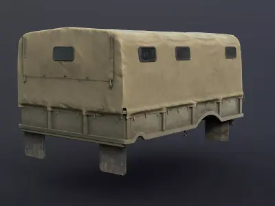 GAZ-66 Military Cargo Bed Game Ready Low-poly 3D model