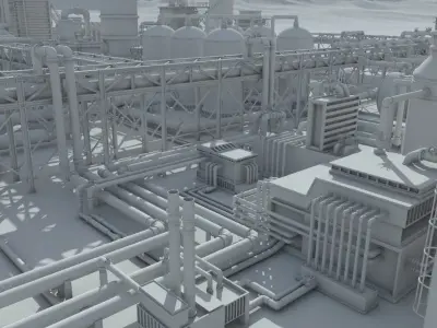 oil factory 3D model buy