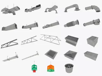 Ceiling pipes and vent 3D model