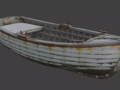 Old Wooden Rowboat Weathered 3D Model 3D model