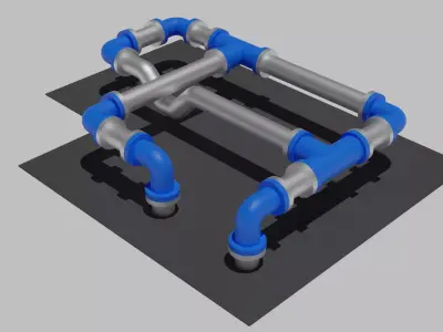 Seamless Tiled Pipes Low-poly 3D model