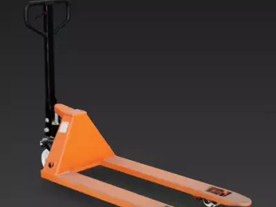Industrial Orange Hydraulic Pallet Jack 3D Model Low-poly 3D model