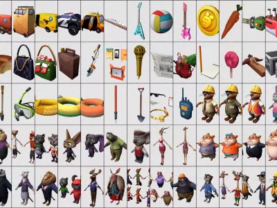 Cartoon Character object vehicle Low-poly 3D model