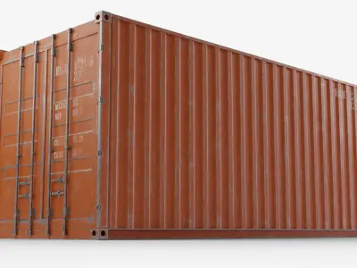 20Ft Cargo Container - Orange - Dirty 3D model