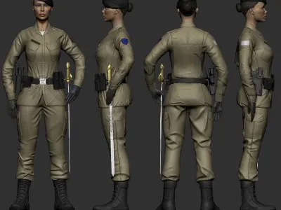 KIT MILITARY POLICER OFFICER MAN AND WOMAN 3D print model