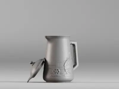 001634 Vintage Ceramic Jug with Lid 3dp 3D print model