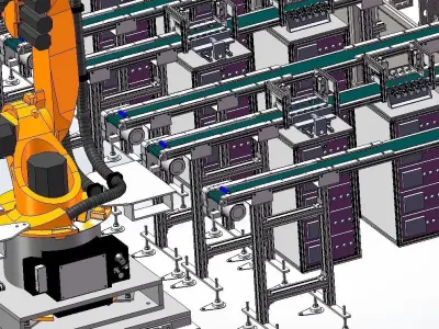 Battery cell double-speed chain processing line 3D model