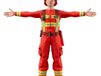 Firefighter Character Model Pack with Detailed Uniform Low-poly 3D model