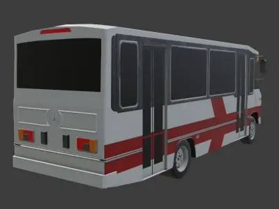 90s Minibus  Low-poly 3D model
