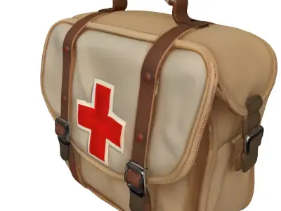 Vintage Military First Aid Kit Low-poly 3D model