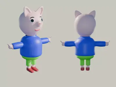 3D cartoon model of a pig with a human-like body Free 3D model