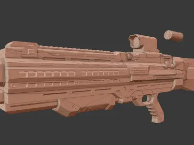 PBR Sci-Fi Shotgun Low-poly 3D model