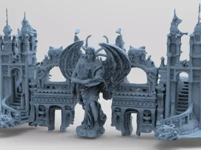 Ancient temple Stone temple Front  3D model