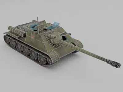SU-122P Tank Destroyer Low-poly 3D model