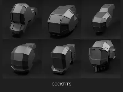 29 Mecha Hard Surface Kitbash Mini Set Low-poly 3D model