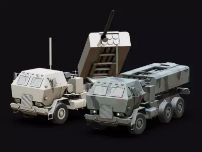 Military Rocket Artillery Truck Low-poly 3D model
