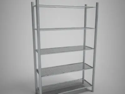 Commercial  wire shelf Low-poly 3D model