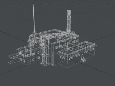Factory - Chimney - Industrial Low-poly 3D model