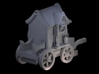 Stylized Carriage Low-poly 3D model