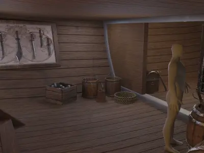 Pirate Ship with Interior - Props and Guns and Textures - Vol 1 Low-poly 3D model