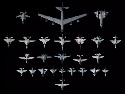 Low Poly Jets PACK Low-poly 3D model