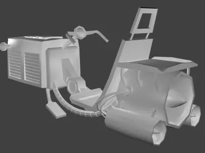 Low Poly Scooter motorcycle with air conditioning unit Free low-poly 3D model