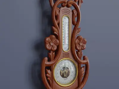 Wall mounted  barometer thermometer 3D model