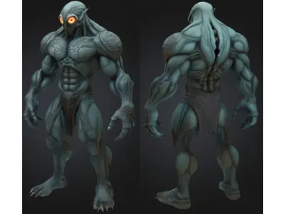 Alien Humanoid Creature Low-poly 3D model