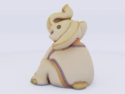 Porcelain elephant statuette Low-poly 3D model