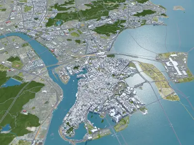 Zhuhai Macau Guangdong Province China 70km Low-poly 3D model