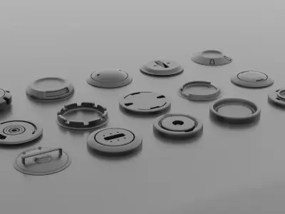 Hard Surface sci-fi kitbash Low High Poly Low-poly 3D model