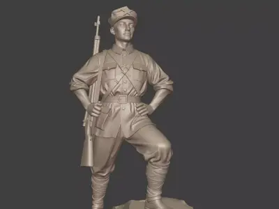 Military sculpture warrior military battle war hero soldier 3D print model 2