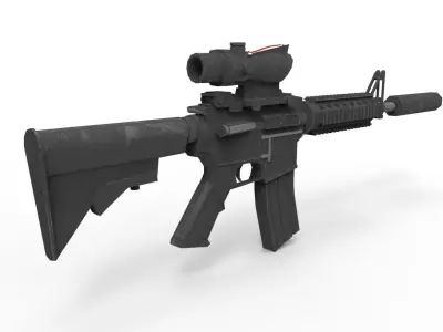 M4 carbine Low-poly 3D model 4