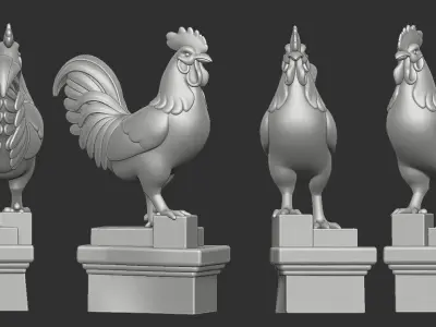 Rooster Statue 2 3D print model