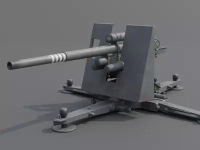 Flak 37 88mm AA-AT Gun Low-poly 3D model