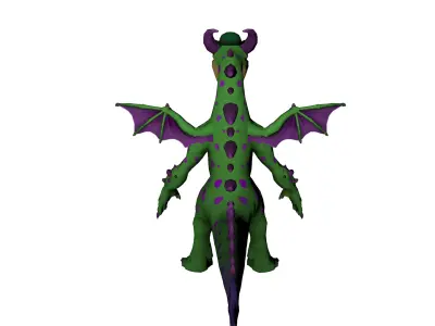 Green   Fantasy Dragon 3D Model with Hat Low-poly 3D model
