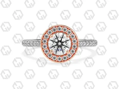 Ring 199 Round Shape Cathedral Halo pave set with Gems 3D print model