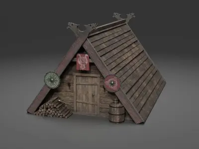 Viking building KitBash 3D model