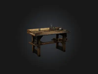 Realistic Crafting Table Model Low-poly 3D model